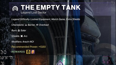 Destiny 2 Legend Lost Sector: The Empty Tank on the Tangled Shore 8-27-21