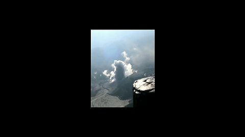 camera footage of a volcanic eruption