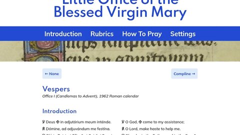 Reading the Little Office of Our Lady Vespers in Latin