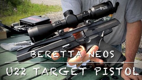 Beretta U22 Neos semi auto 22lr target pistol at the range.