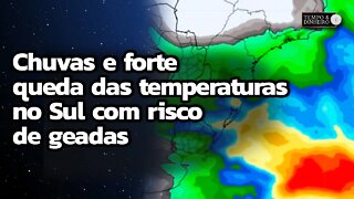 Meteorologia aponta chuvas e queda forte das temperaturas no Sul com risco de geadas