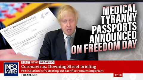 Medical Tyranny Passports Announced by Boris Johnson on Freedom Day