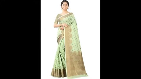 #Shorts: Women's Banarasi Cotton Silk Zari Border Saree-Affiliate Marketing 2022