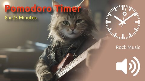 Pomodoro Timer 8 x 25min ~ Rock Music