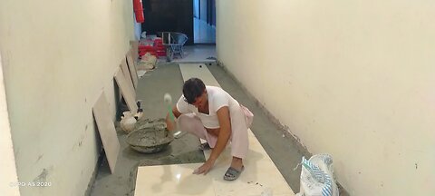 Tile work started in Level place to good work