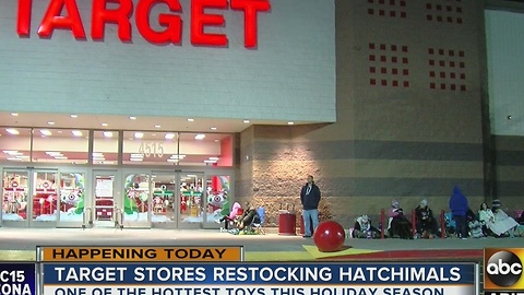 Hatchimal customers line up outside Target