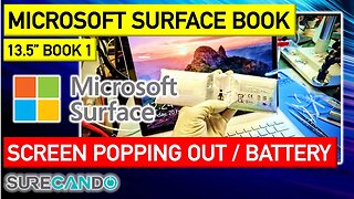 Microsoft Surface Book Battery Expanded push LCD out. Replacement guide + repair broken connectors.