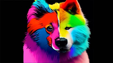 Cute Dog Abstract, Multi Colored Convert to Vector Style