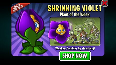 Plants vs Zombies 2 - Epic Quest - GEM Plant Showcase - Shrinking Violet - April/May 2023