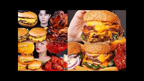 most popular BURGER EATING COMPILATION 🍔- big bites - popular mukbangers - cc by JEA