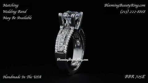 BBR 705E Diamond Engagement Ring With Sapphire By BloomingBeautyRing.com