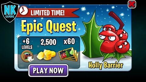 PvZ 2 - Epic Quest: Holly Barrier - Level 1 Plants