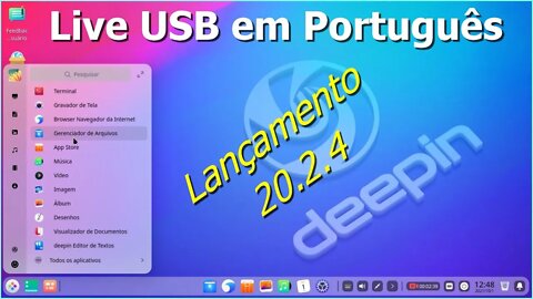 Linux Deepin no pendrive (live USB) em Português. Lançamento Deepin 20.2.4 - Loja de Apps em Inglês