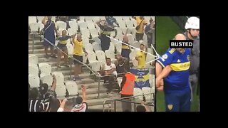 Torcida do Boca Juniors cometendo crime de racismo contra a torcida do Corinthians - 26/04/2022
