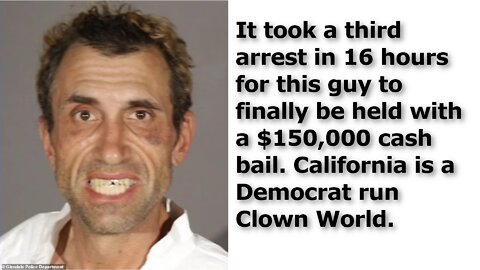California Man Arrested 3 Times in 16 Hours is Poster Child for Democrat Zero Cash Bail Retardation