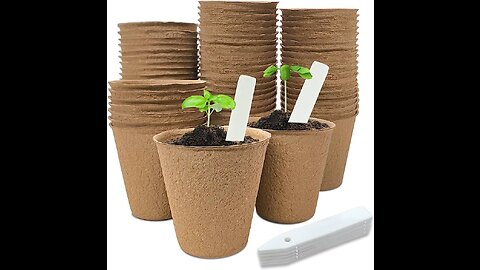 40Pcs 3.15 Inch Peat Pots, Biodegradable Eco-Friendly Round Plant Seedling Starters Kit, Seed G...