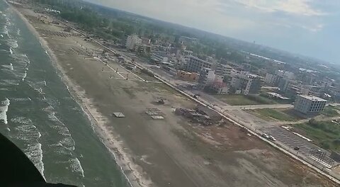 Black Sea shore seen from the helicopter