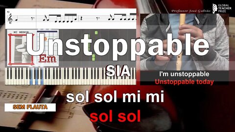 Unstoppable SIA Notas Flauta Acordes Piano Cifra Guitarra Educação Musical José Galvão Tutorial SVG