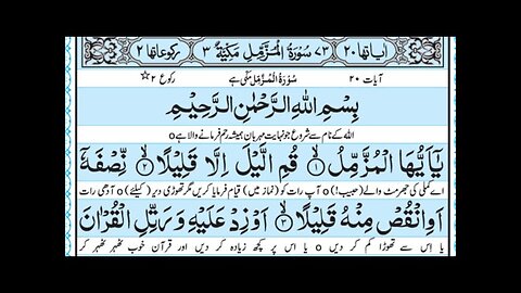 Surah Muzammil Ki Tilawat | Surah Muzammil With Urdu Translation