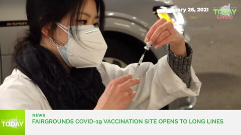Fairgrounds COVID-19 vaccination site opens to long lines