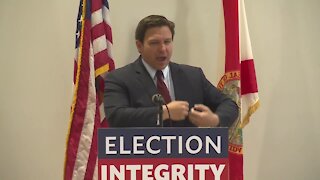 Florida Gov. Ron DeSantis speaks about election security in West Palm Beach