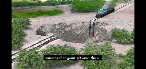 Train vs Giant pit 😱