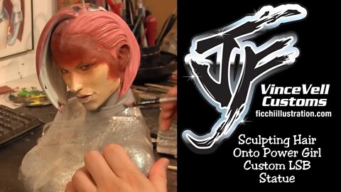 Sculpting Hair Onto Power Girl Custom LSB Statue