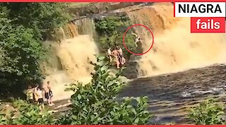 Teenager gets pushed from a 30ft waterfall