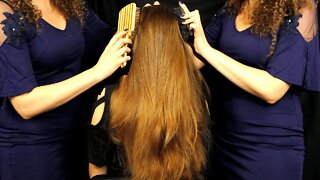 Long Beautiful Hair Brushing ASMR w/ Lucy & Corrina