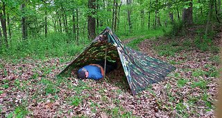 Partially enclosed tarp shelter