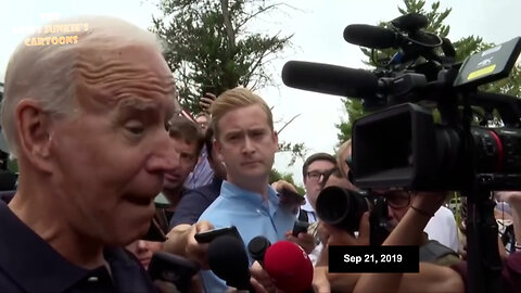 Biden 2019 pointing his finger at reporters: "You should be looking at Trump. Ask the right questions! Trump deserves to be investigated. I'll beat him like a drum."