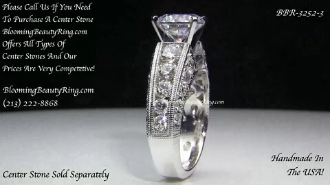 Large Round Diamond Engagement Ring With 2 Carat Center Diamond By BloomingBeautyRing.com