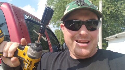 Will a dewalt 20v drill impact driver take off a truck tire (dodge ram 1500 )?