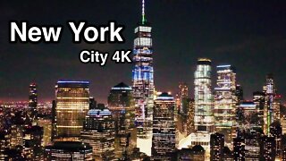 New York City Night View 4K Drone
