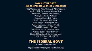 UPDATE ON OUR $500 TRILLION LAWSUIT AGAINST THESE DEFENDANTS - Friends of the Original Constitution