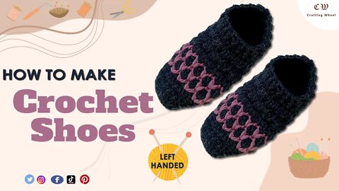 How to make crochet men shoes ( Left - Handed ) - crafting wheel.