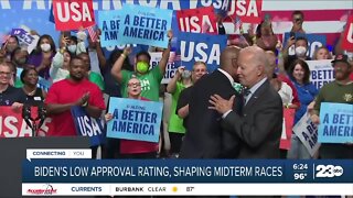 President Joe Biden's low approval rating shaping mid-term election races