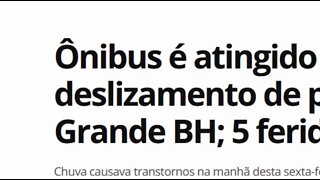 URGENTE Ônibus é atingido por deslizamento de pedras na Grande BH; 5 feridos