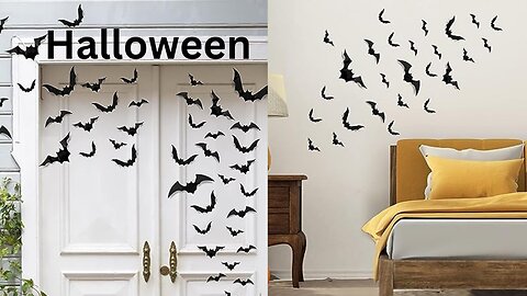 Halloween Decorations PVC 3D Bats Wall Decor for Halloween Party Supplies Scary Bats Wall Stickers