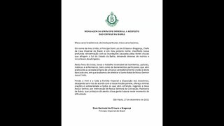Mensagem do Príncipe Imperial a respeito das chuvas na Bahia - Dom Bertrand de Orleans e Bragança