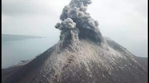 High quality video about the volcanic eruption Anak Krakatau in Indonesia