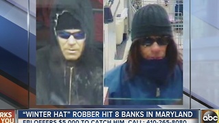 Winter hat robber sought by FBI Baltimore in 8 Maryland banks