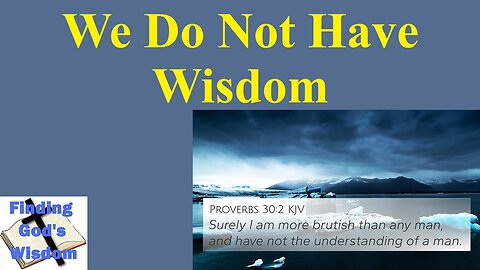We Do Not Have Wisdom