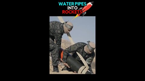 Hamas militants showed how they make rockets out of water pipes.