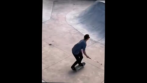 blind dude riding a skateboard