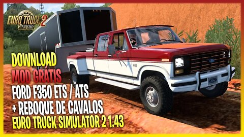 FORD F350 1986 + REBOQUE TRANSPORTE DE CAVALOS PARA EURO TRUCK SIMULATOR E ATS