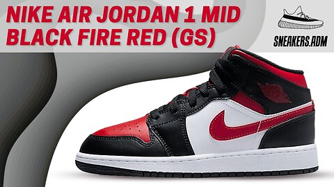 Nike Air Jordan 1 Mid Black Fire Red (GS) - 554725-079 - @SneakersADM