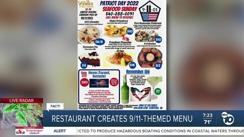 Fact or Fiction: Restaurant created special menu commemorating 9/11 people found insensitive?