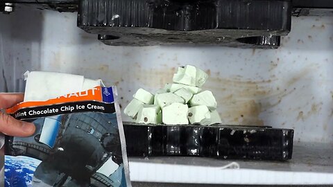 Freeze-Dried Astronaut Ice Cream Crushed In Hydraulic Press