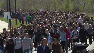 Staley High School students gathered for a unity walk for classmate Ralph Yarl